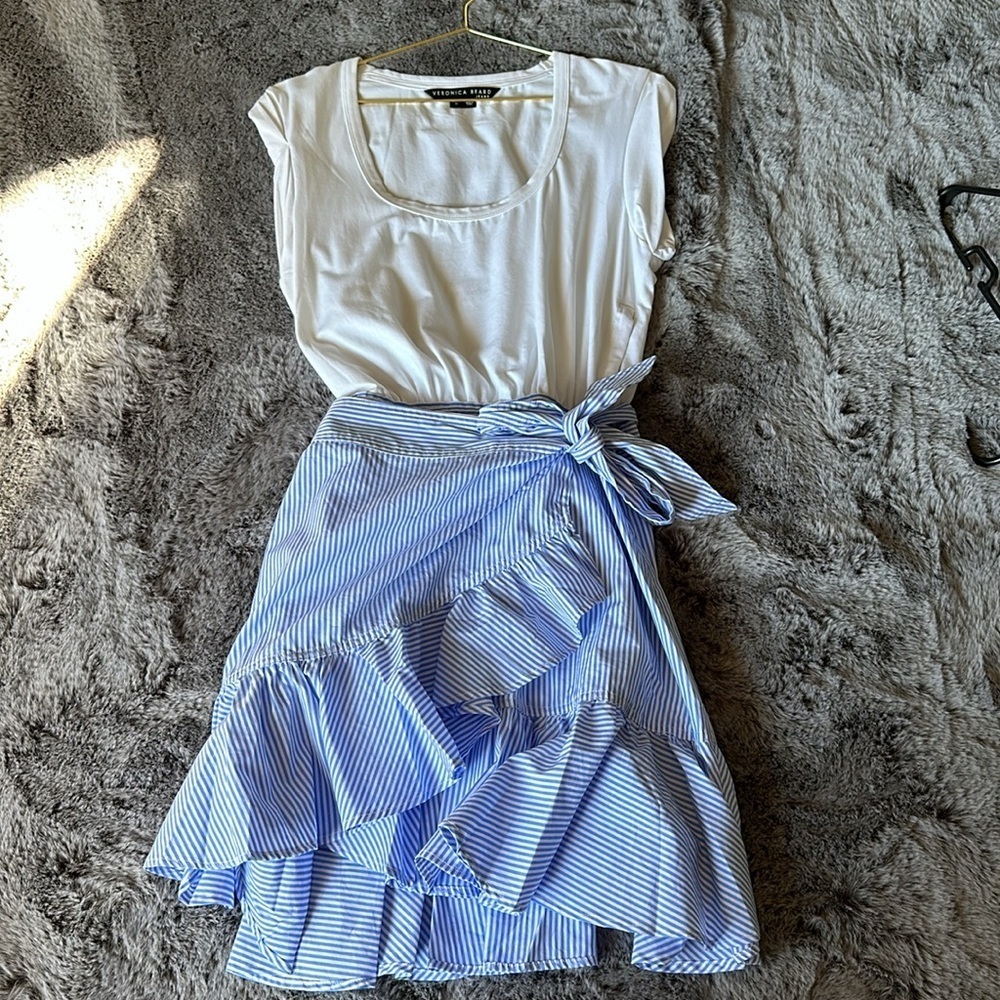 Veronica Beard Sleeveless Addyson MMD Short Dress Size medium in White/Blue